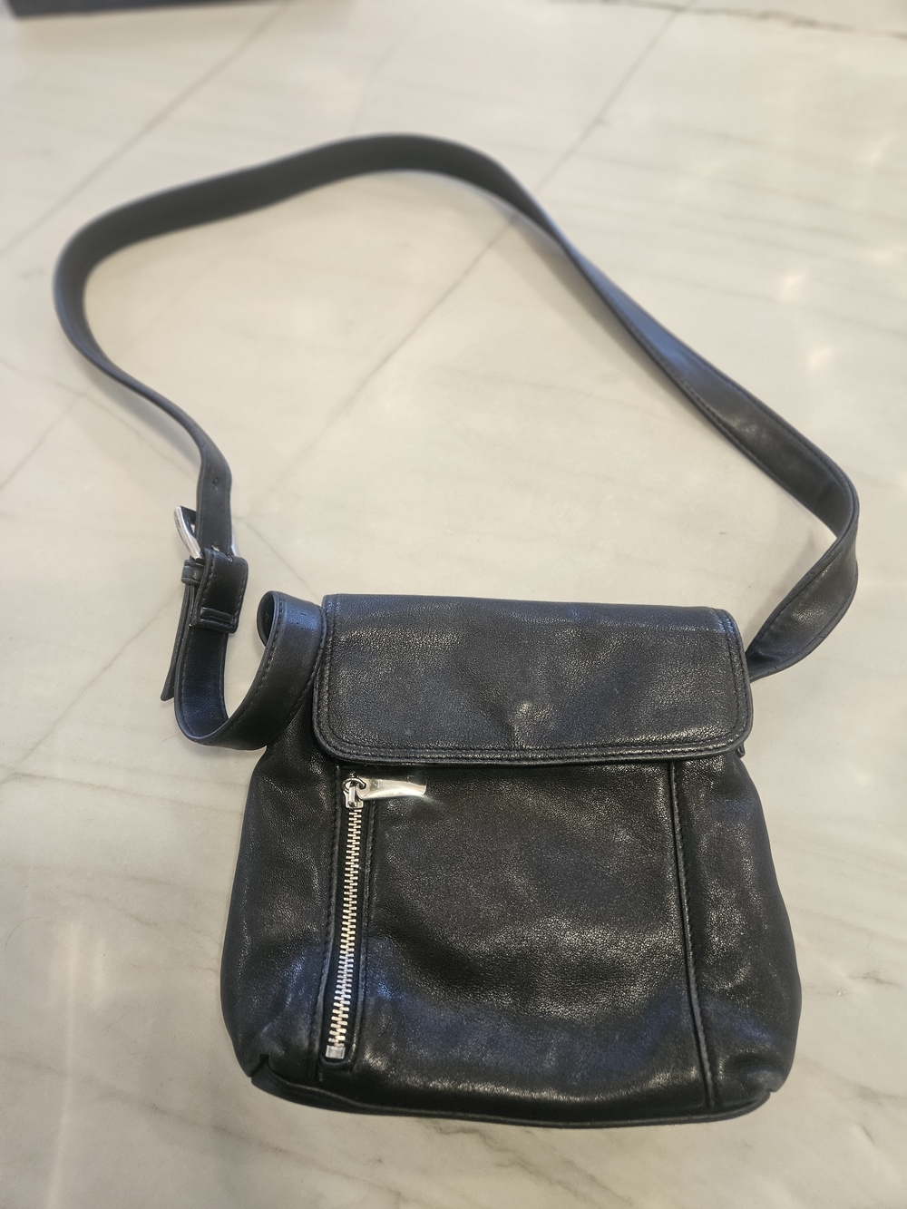 Jacqueline Ferrar Black Leather Crossbody mid-1980s